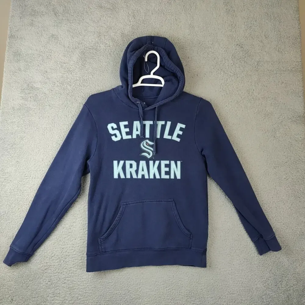 Seattle Kraken Hoodie Mens Medium Navy NHL Hockey Pullover Sweatshirt Adult M